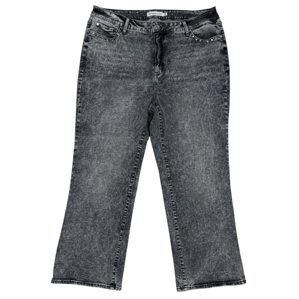 New Rebecca Minkoff Grey Studded Pockets High Waist Straight Leg Size 20W